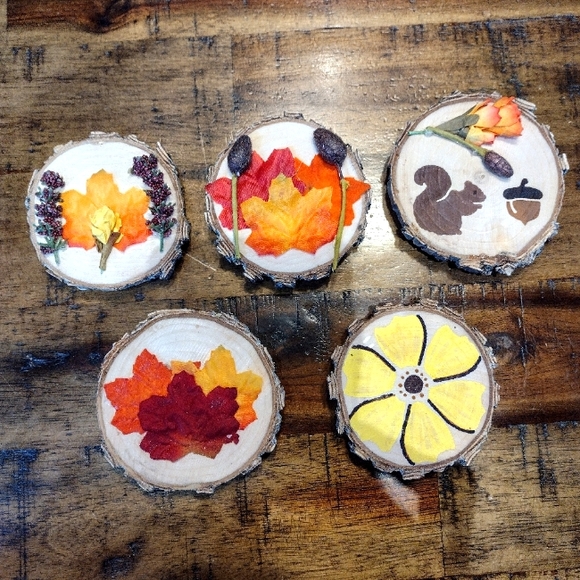 NEW, handmade Bundle of 5 Fall Themed Magnets - Picture 1 of 8